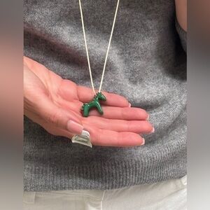 Green horse charm pendant Necklace